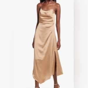 Significant Other Cocktail Midi Dress High Low Hem Gold Champage US 10/Medium